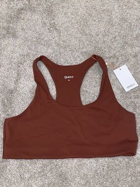 Quince Ultra - Form Scoop Neck Longline Bra Size XL Redwood Brown NWT
